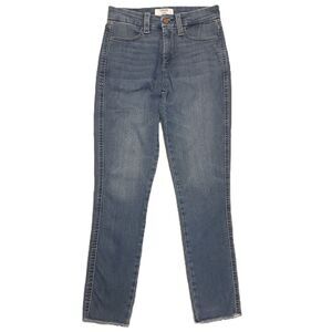 Levis Denizen High-Rise Ankle Skinny Jeans Womens 4 Stretch Raw Hem Blue